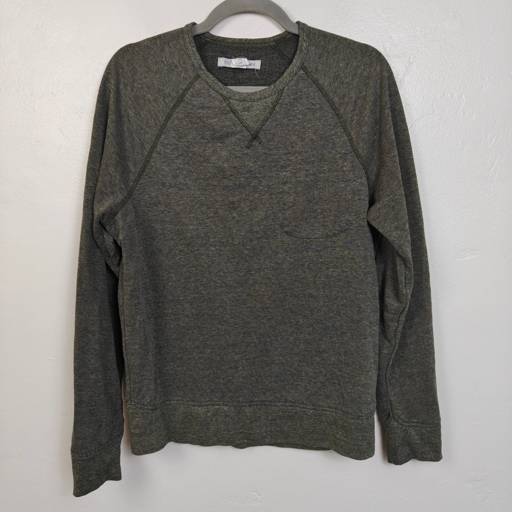 Outerknown Hightide Crew Sweatshirt Mens Medium Olive Green Raglan Pocket